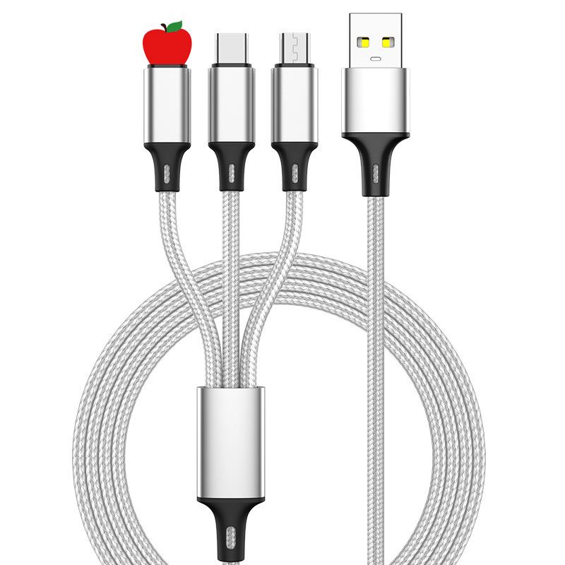Плетеный 2А Быстрозарядный 3-в-1 Кабель для Huawei, Apple, Android - Идеально для Использования в Автомобиле