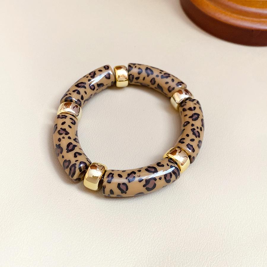 New Splicing Bamboo Tube Acrylic Round Bangles for Women Men Fashion Smuding Geometric Bracelets Elastic Bangle Couple Jewelry X