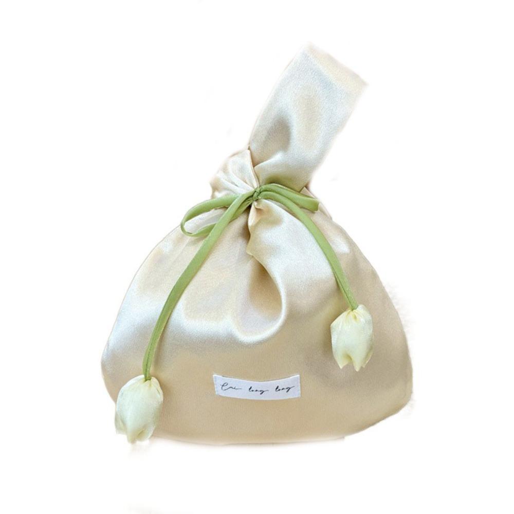 Vest Shape Tulip Wrist Bag Tope Handle Large Capacity Wedding Beauty Bag New Chinese Style Silk cloth Hanfu Handheld Bag