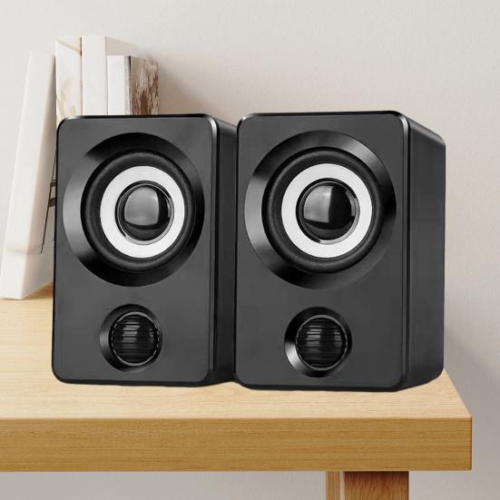 1 пара компьютерных динамиков с питанием от USB, разъем 3,5 мм, стереозвук, глубокие басы, портативный мини-проводной ноутбук, настольный ПК, звуковая коробка, сабвуфер