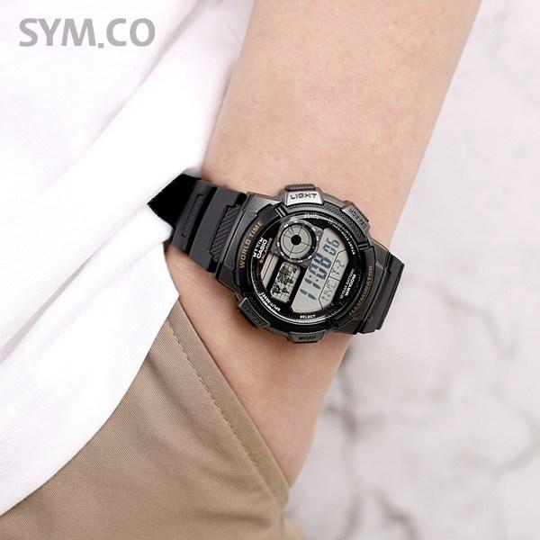 Casio 10-летняя батарея, водонепроницаемость 100 метров, мировое время, рекомендованные военные часы 1000 + полный комплект ЖК-пленки