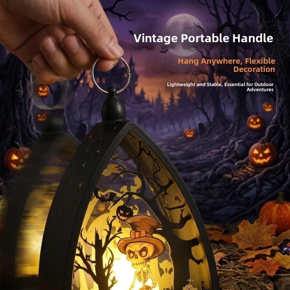 Cordless Halloween LED Lamp Castle Halloween Hanging Lantern Pumpkin LED Light  Desktop Ornament