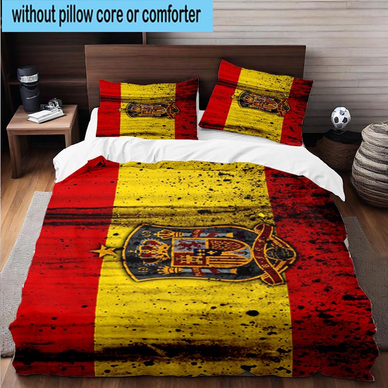 3pcs Spain FC Crest Printed Bedding Set Duvet Cover Closure Includes 1 Duvet Cover & 2 Pillowcases Bedding Sets Home Decor Gifts