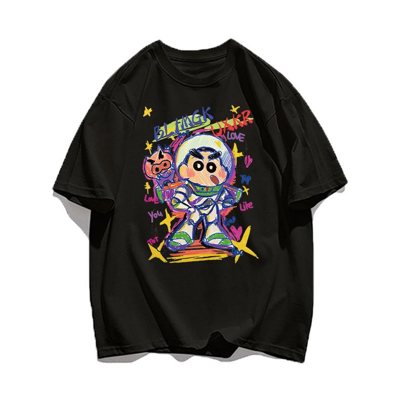 Miniso Cartoon Tshirt Casual Cotton Anime Crayon Shinchan T Shirt Oversized Y2k High Quality Streetwear Male Female Clothing