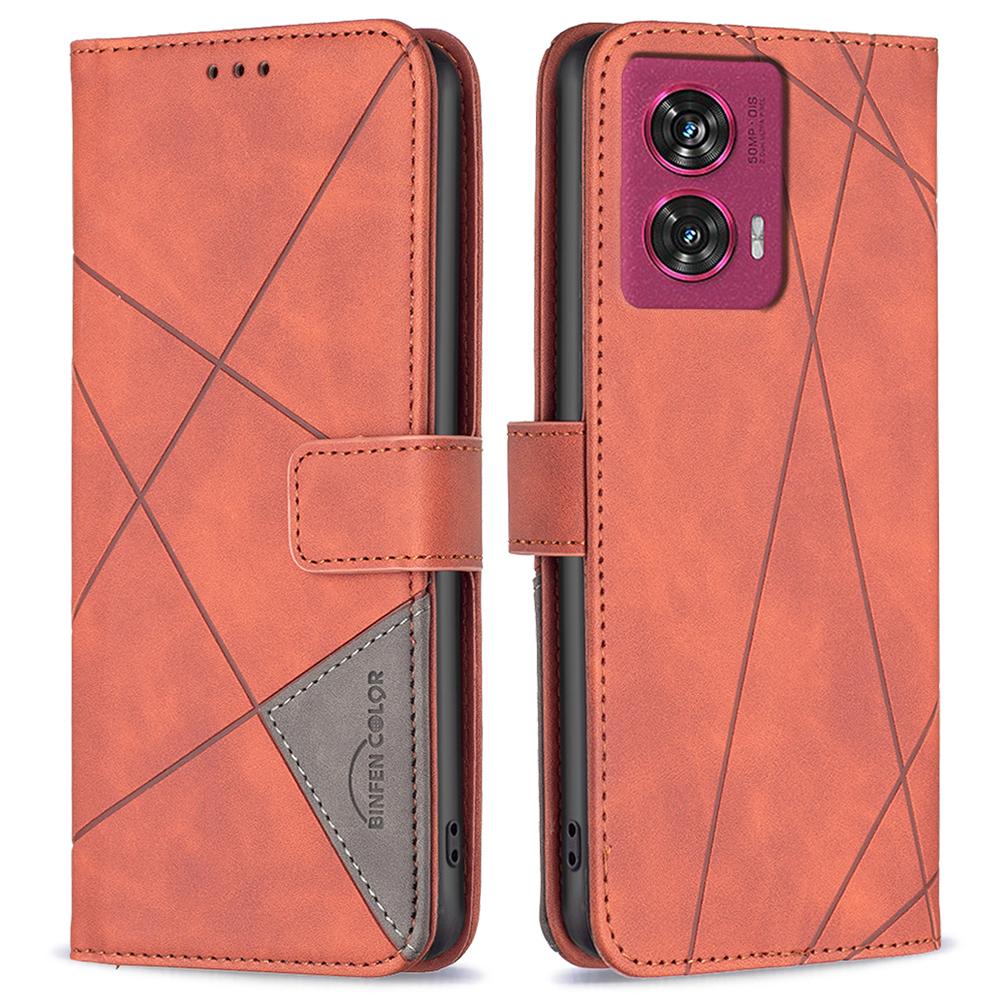 BINFEN COLOR For Motorola Edge 50 Fusion 5G Phone Cases Wallet Stand Geometry Imprint Leather Cover