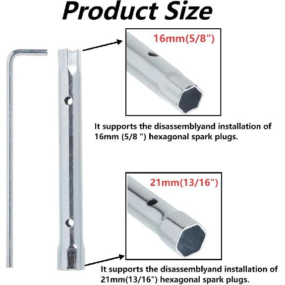 Generic 19576S Spark Plug Wrench 8-Inch, Fits Many Briggs & Stratton Engine Series, 5/8" & 13/16" Spark Plugs, 1 Pack