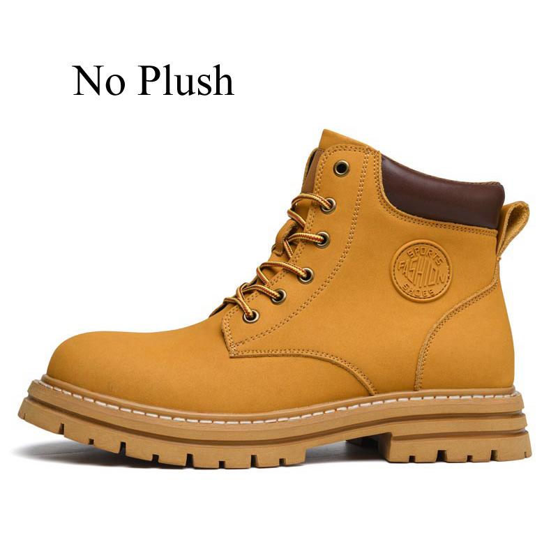 Winter Men Women Unisex Leather Yellow Boots Fashion British Style Work Shoes Autumn Big Size 49 50 Plush Warm