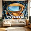 Custom Name Personalized Cosmic Bot Crew Print Tapestry, Wall Art Decor, Bedroom, Dorm, Apartment, LivingRoom, Party Backdrop, Gift for Birthday