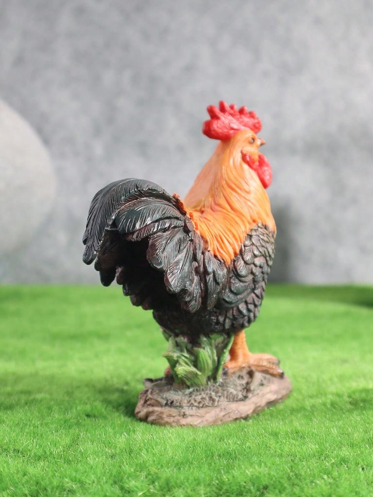 American Country Farm Simulated Rooster and Hen Figurines, Courtyard Lawn Garden Landscape Decoration Resin Craft