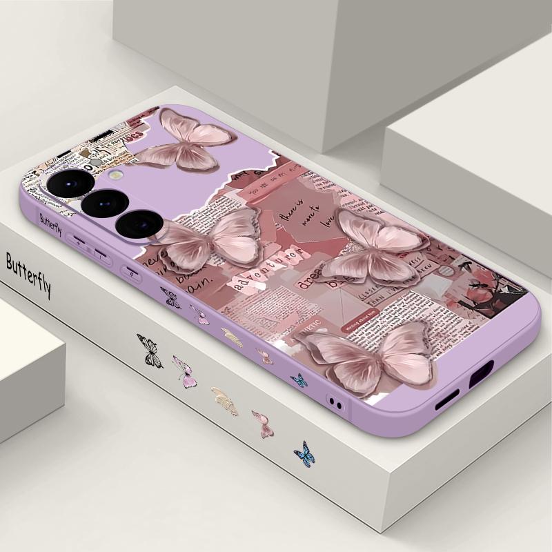 Чехол Ins с рисунком бабочки для Samsung Galaxy S26 S25 Ultra S24 S23 S22 Plus S21 FE A15 A16 A17 A35 A36 A54 A55 A56 5G Мягкая крышка