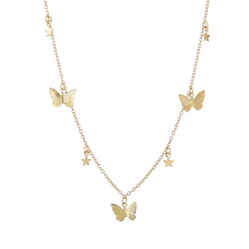 C207 Hot-Selling Sequin Star Butterfly Necklace Fresh Style Love Romantic Chain Necklace Lock