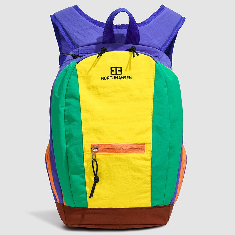 Schoolbag Dopamine Contrast Splicing Backpack Outdoor Hiking Mountaineering Bag Lightweight Travel Backpack Waterproof Student School Bag
