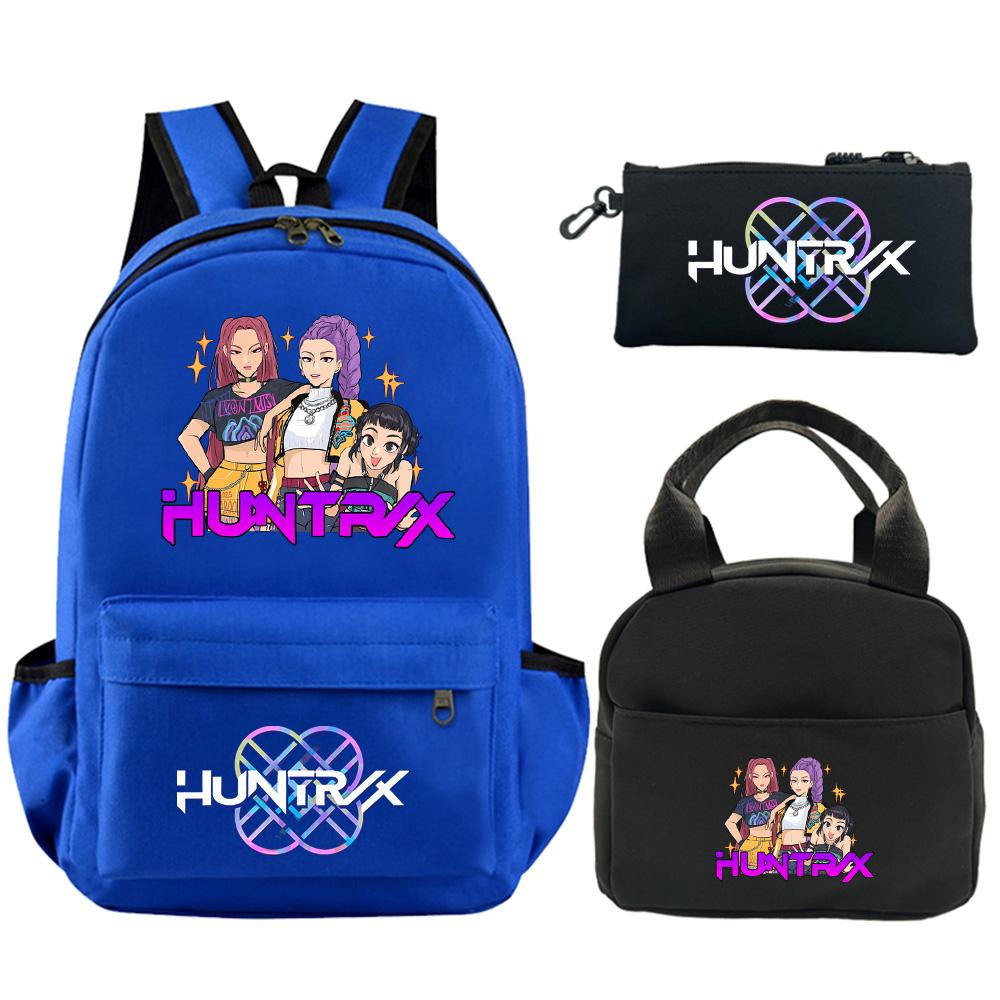 3Pcs/set Anime K-Pop Demon Hunters Printed Backpack with Shoulder Bag Pencil Case for Student Boy Girl Schoolbag Large Capacity Waterproof Bookbag