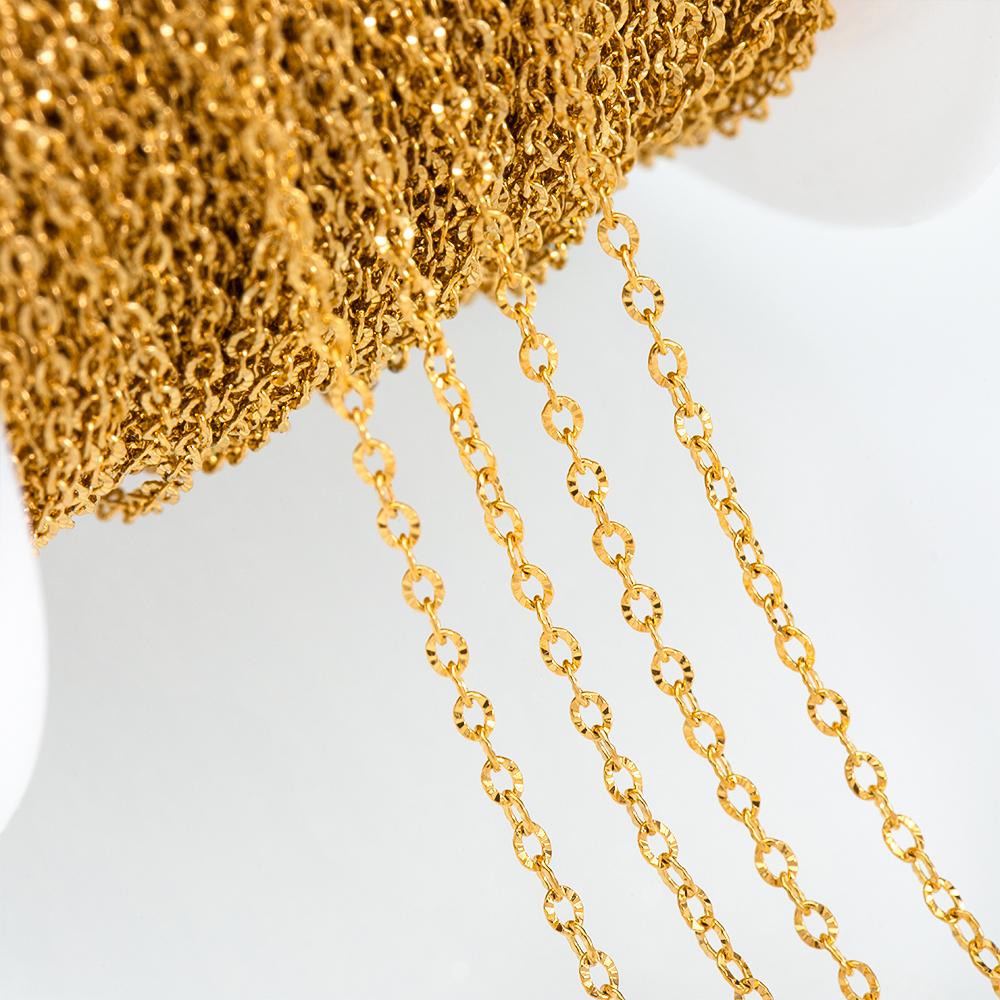 2M Stainless Steel Embossed Radial Grain Link Chain Metal Beads Steel Color Chains Jewelry Making DIY Bracelet Necklace Material