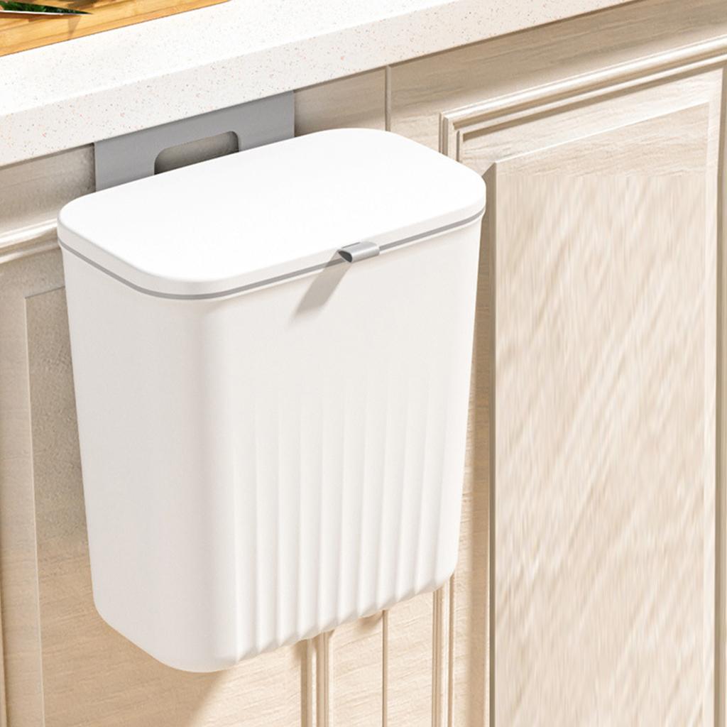 Wall Mounted Trash Can with Sliding Cover, Home Kitchen Hanging Garbage Bin with Cover, Rectangular Waste Container for Kitchen and Bathroom
