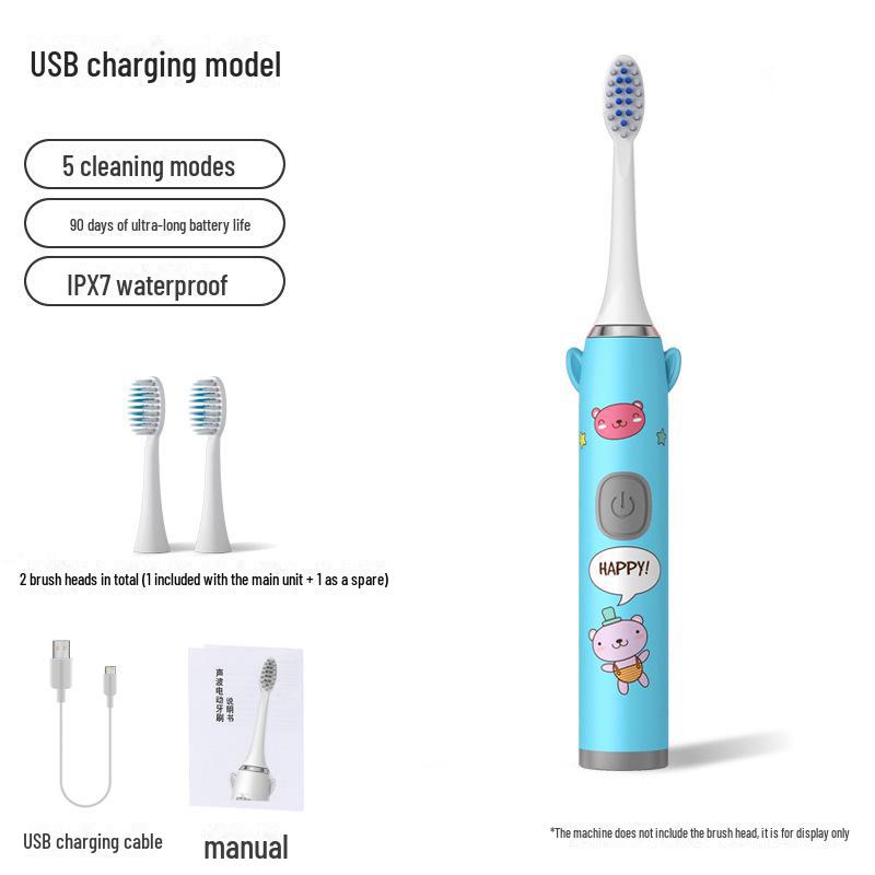 Универсальная перезаряжаемая беспроводная электрическая зубная щетка Sonic для взрослых и детей — набор для пары с дополнительными насадками