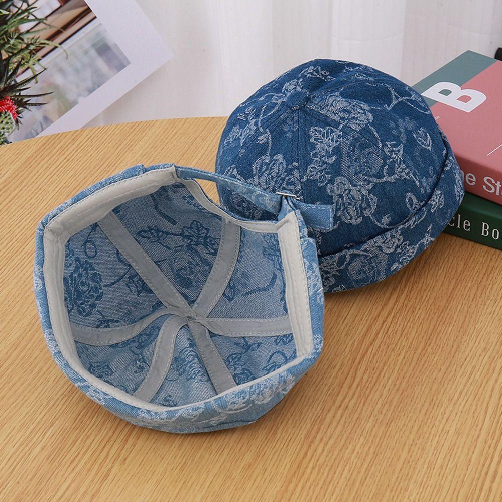 Rolled Cuff Brimless Skullcap Washed Cotton Sailor Hat Fashion Melon Cap Hip Hop Outfits