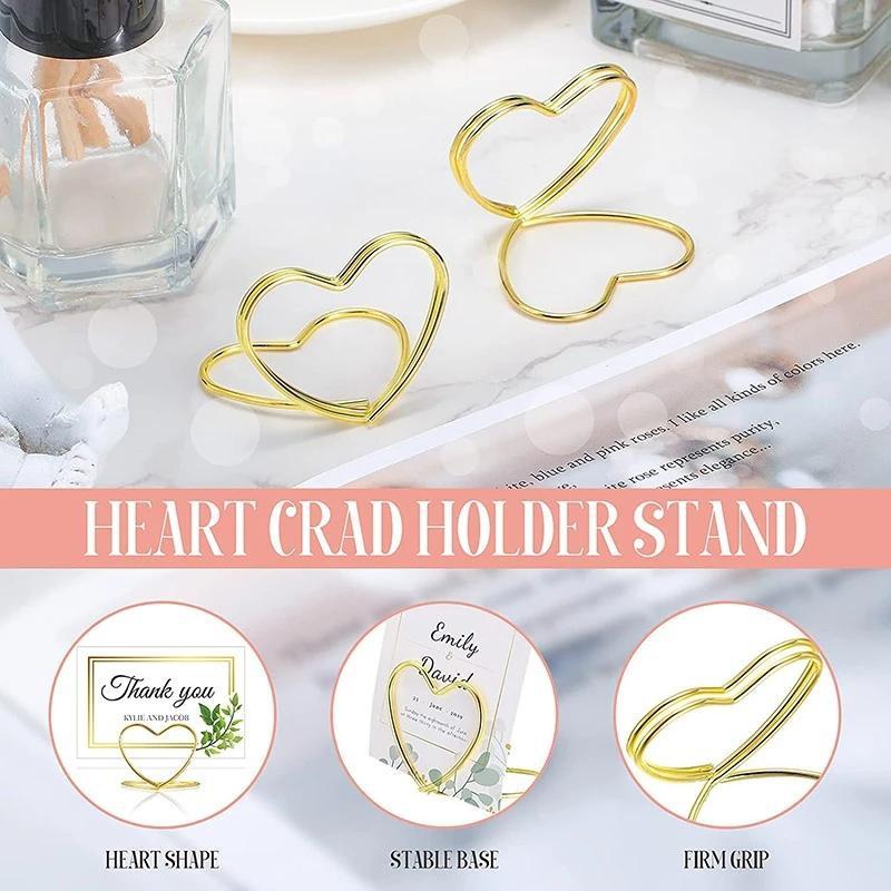 30Pcs Metal Memo Holder Heart Triangle Table Place Card Holder Photo Clip Card Stand Wedding Banquet Message Holder