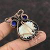 Кулон-ракушка с титановым покрытием, синего цвета, кулон "Злой глаз", кулон с драгоценным камнем, обернутый медной проволокой, медные дизайнерские украшения, кулоны ручной работы в виде совы