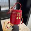 High End Wine Red Chic Double Zipper Design Bucket Bag New Ladies Ribbon Crossbody Bags Fashion Versatile Women's Handbag
