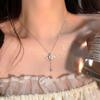 Pink Crystal Angel Wings Heart Pendant Necklace For Woman Minimalist Jewelry Girl's Neck Chain Clavicle Chain New Cupid Arrow