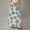Женская повседневная складная юбка макси с цветочным принтом, высокой талией и карманом, с драпировкой