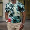Men's Summer Hawaii Printed Golf Shirt Botton Short Sleeve Top Men's Casual Fashion Shirt
