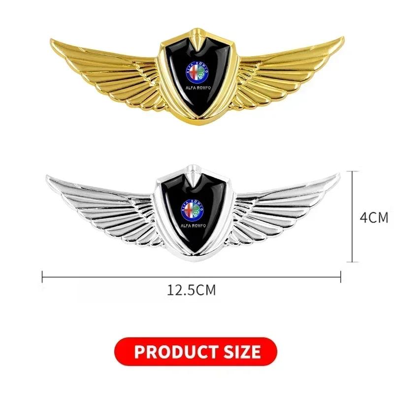 QTMYN1 3D Metal Wings Stying Car Trunk Fender Emblem Stickers For Alfa Romeo Giulia Stelvio Giulietta 156 159 147 Mito Tonale Brera Dis