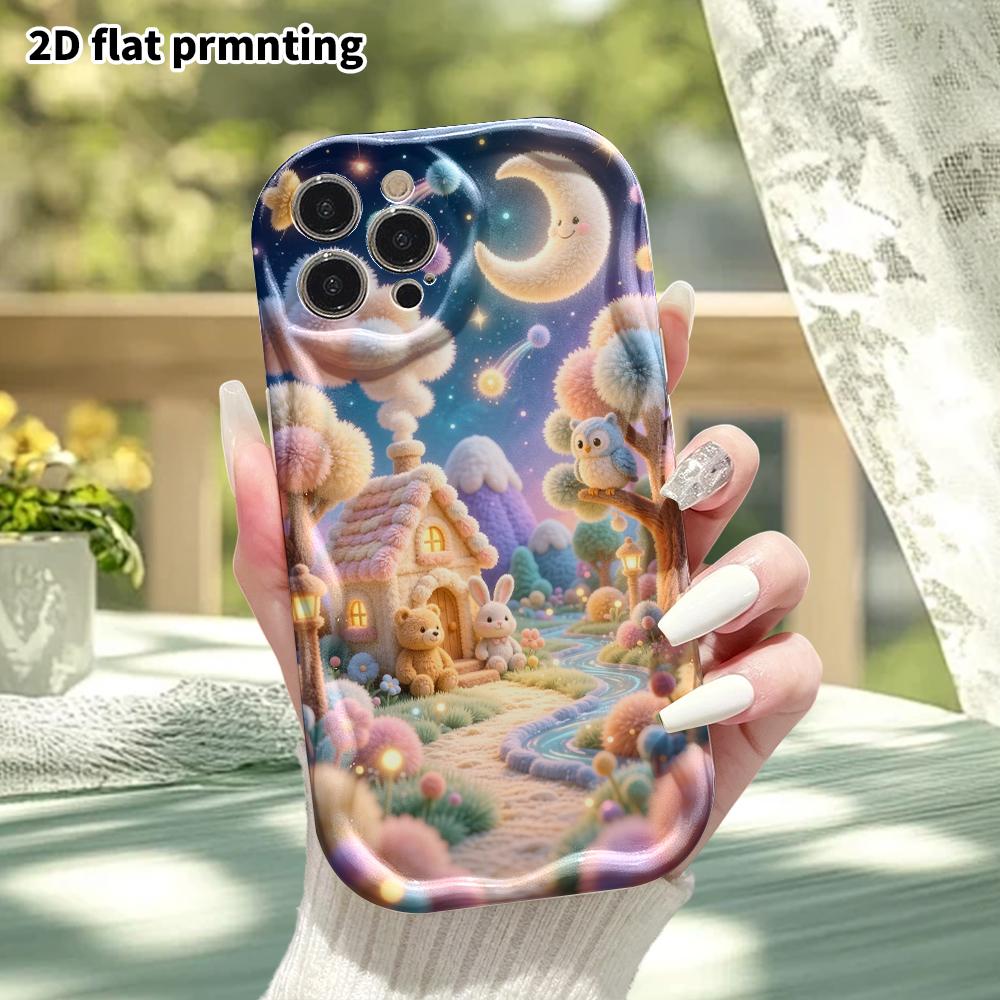 Phone Case: 2D flat, fits iPhone 18 17 16 15 14 13 12 Pro protective case, fairy tale cottage, perfect Christmas and Halloween holiday gift