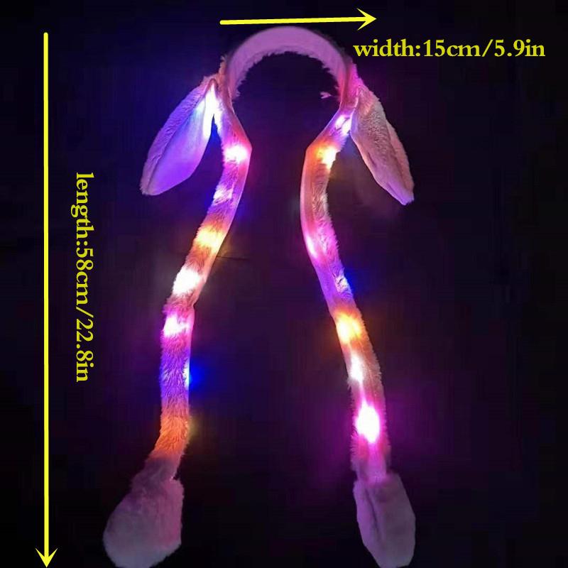 Милый светящийся ободок на голову с кроличьими ушками, сладкий, с двигающимися ушками, плюшевая игрушка, обруч для волос, реквизит для вечеринки, головной убор, подарок