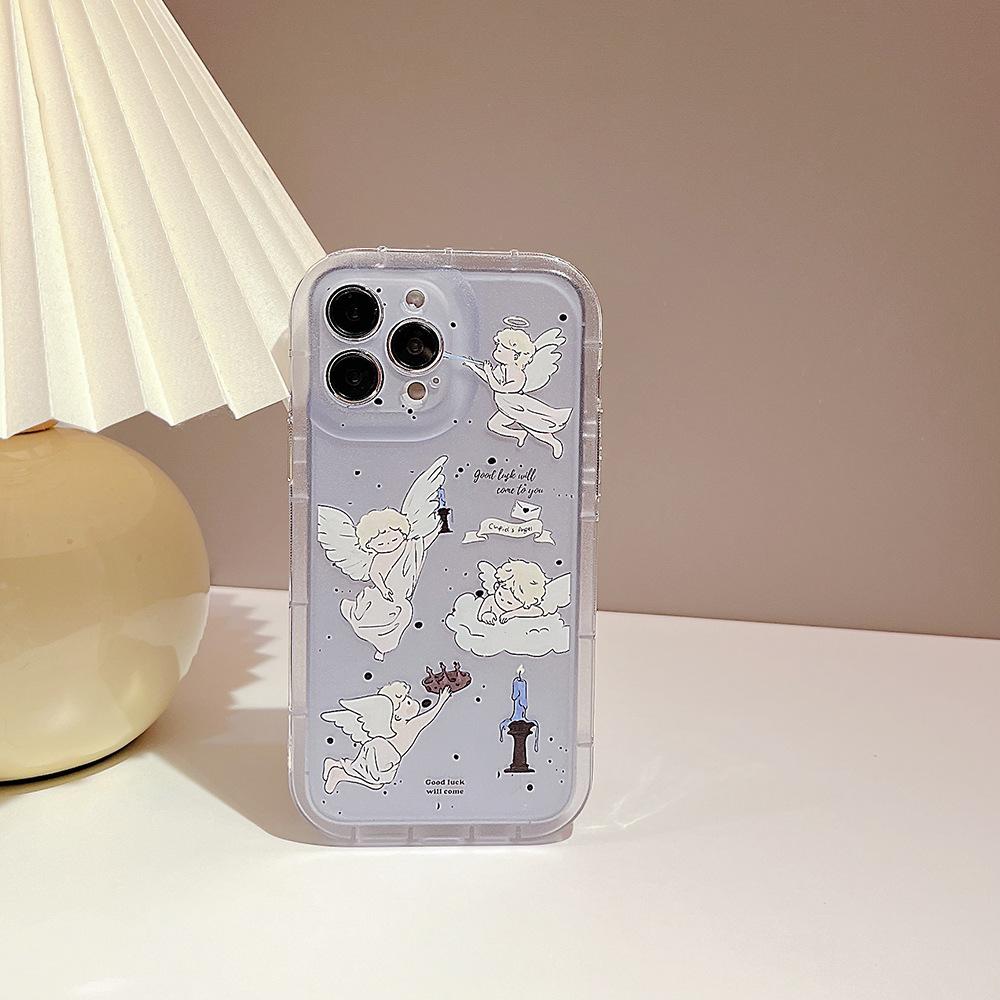 Ангел Ins Label детский мультфильм милый противоударный чехол для телефона с короной для Iphone 14promax 13 14 Pro Max Plus 11 12 Promax задняя крышка
