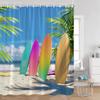 Кемпинг Серфинг Занавески для душа Летний отпуск Путешественник Автодом Пляж Кокосовые пальмы Морской берег Украшения для ванной комнаты Ретро Занавески для ванны
