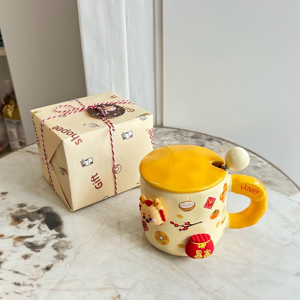 Подарок на Новый год для девочек Год Дракона Чашка Маленький подарок для лучших друзей Подруга Практичная чашка для воды Креативная подарочная коробка Кружка