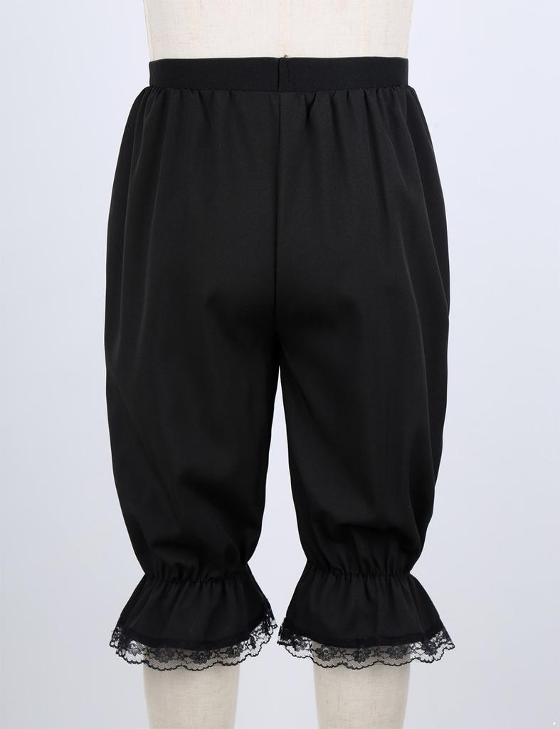 Kids Girls Solid Color Bloomers Loose Lace Trim Trousers Elastic Waistband Pants Victorian Fancy Dress-up