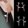 Women Fashion Bird Tree Branches Shape Earrings Concise Alloy Ear Studs Jewelry