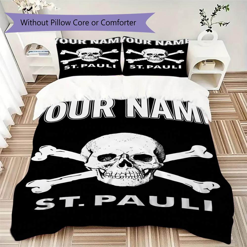 Custom Name St.Pauli Pattern Bedding uilt Set uilt Cover Pillowcase Home Decoration Birthday Gift (1*duvet cover+2*pillowcase without core)