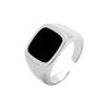 Korean Style Cold Style Black Glue Square Ring for Men and Women, Simple Design, Trendy Open Ring Jewelry