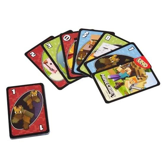 Игра Mattel UNO Minecraft Вечеринка Карточная игра 112 карт 2-10 игроков Возраст 7+ Зеленая FPD61