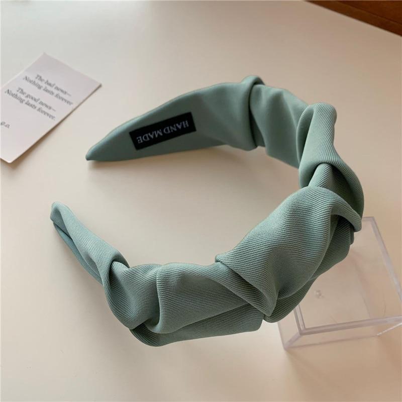 Korean Hair Accessories Solid Color Cotton Crumpled Women's Head Hoop Wide Bezel Makeup Hairbands for Ladies Headwear