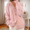 Women's Fashion Solid Color Long Sleeve V-Neck Knit Cardigan Button Sweater Jacket