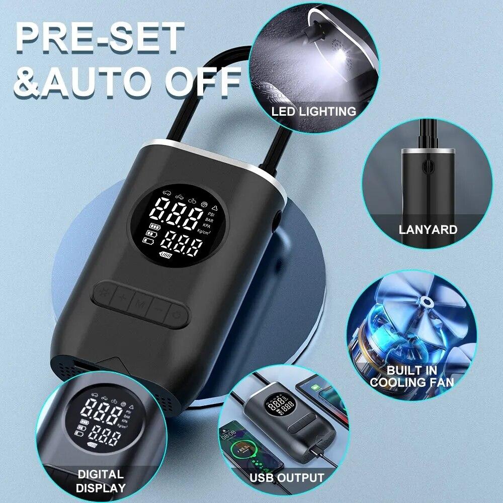 Автомобильный инфляционный насос, портативный мини-инфляционный насос, шинные насосы, портативная автомобильная модель зарядки двойного назначения