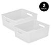 2 Pack Medium Wicker Storage Bins Durable Plastic Organizing Baskets with Handles Ideal Home Office Bathroom Closet