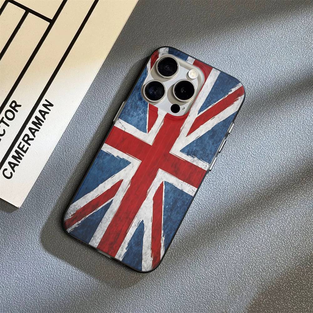 Чехол для телефона с флагом Великобритании Англии Для IPhone 17 16 15 14 13 12 11 Гофрированный Матовый Мягкий Чехол Противоскользящий