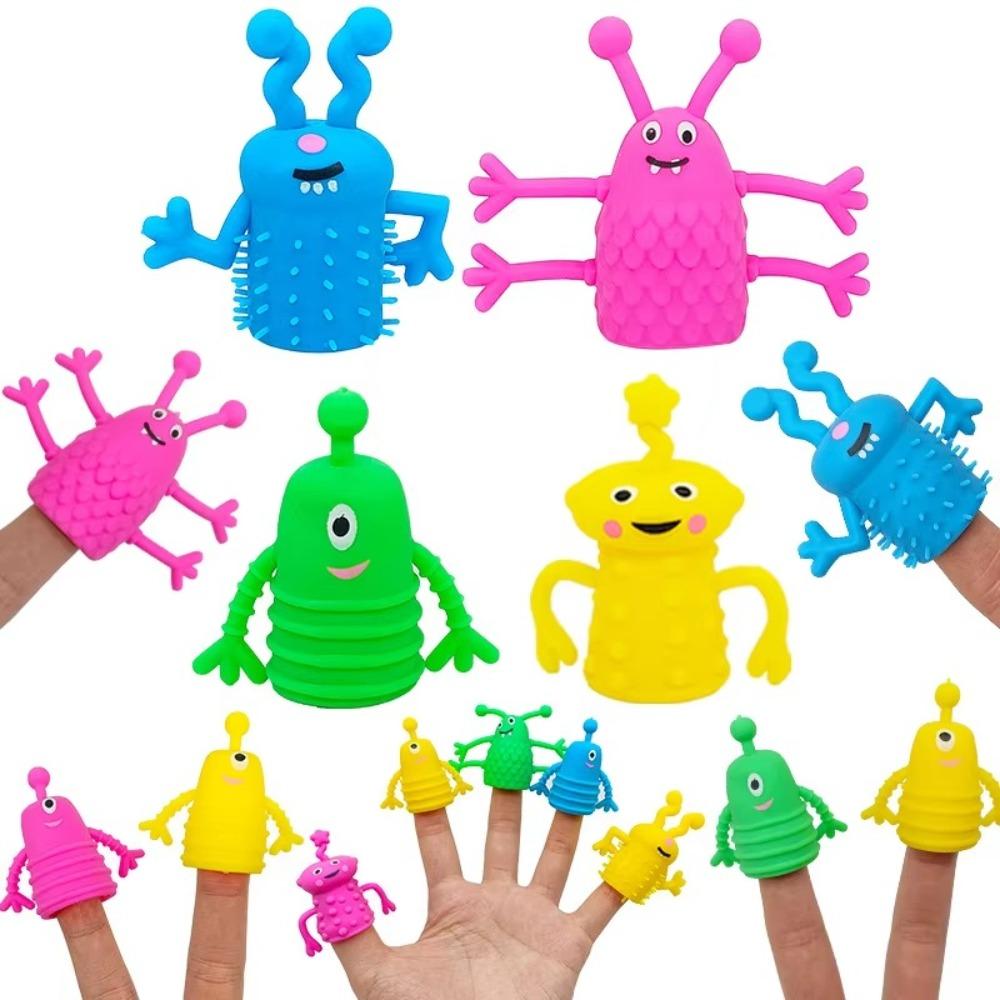10pcs Stretchy Finger Topper Toy Soft Rubber Fidget Toy Funny Finger Puppet Kids
