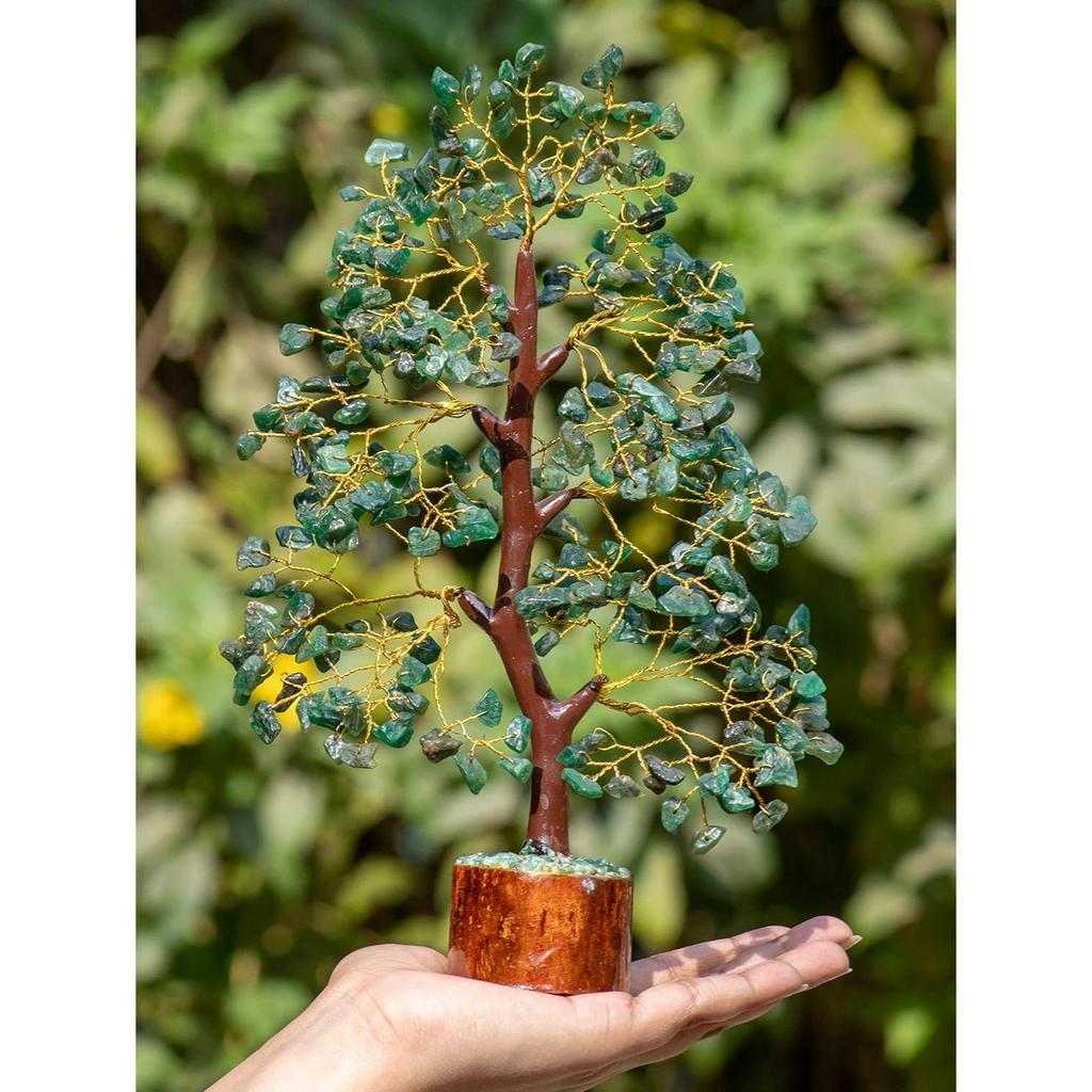 Зеленое авантюриновое хрустальное дерево, экспонат на удачу для предметов домашнего декора, кристаллы, драгоценные камни, бонсай, денежное дерево на удачу, украшение, подарок