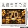 2D flat background banner for 70th birthday party decorated with golden "70" and "Happy Birthday"zyc