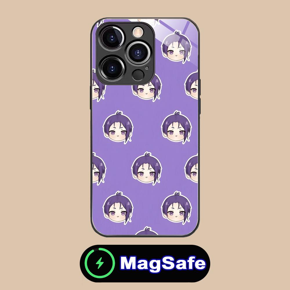 Blue Lock Reo Mikage Glass MagSafe Mobile Phone Case for iPhone 17 16 15 14 13 12 11 Air Pro Max Plus Mini Colorful Cover