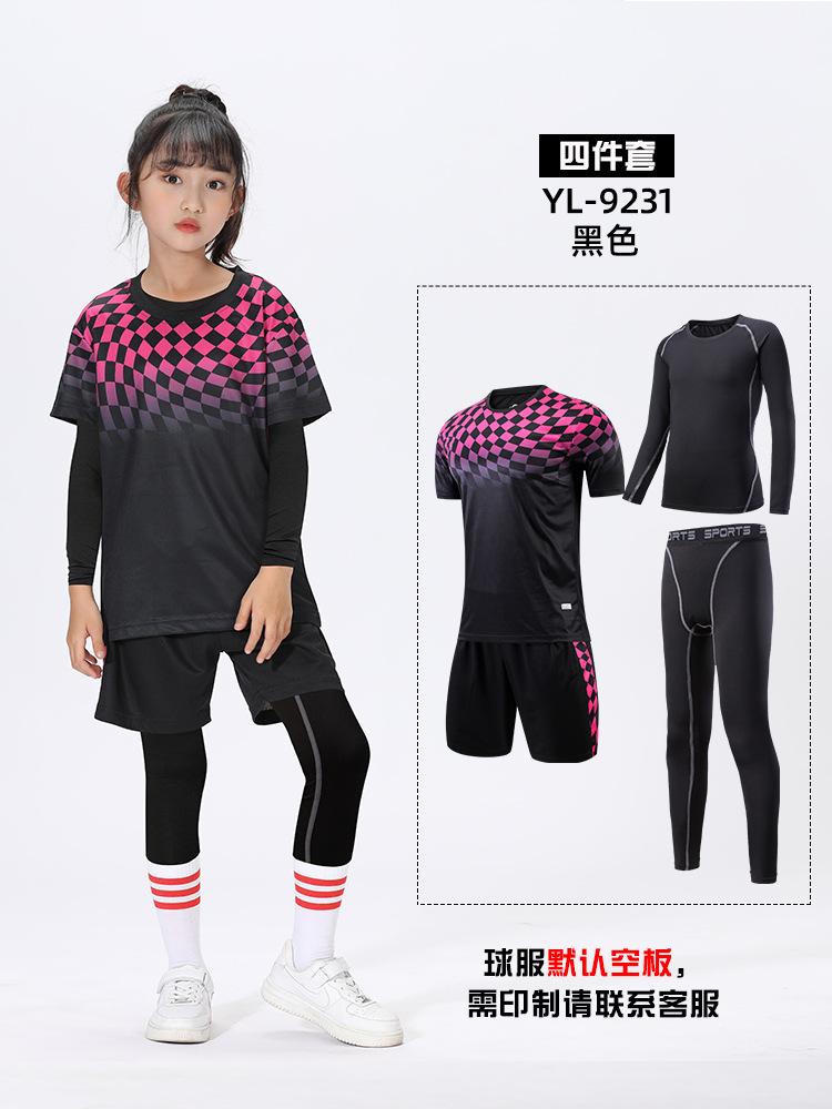 Children's badminton jersey set Printed boys and girls autumn and winter long-sleeved competition training clothes Warm sports jerseys