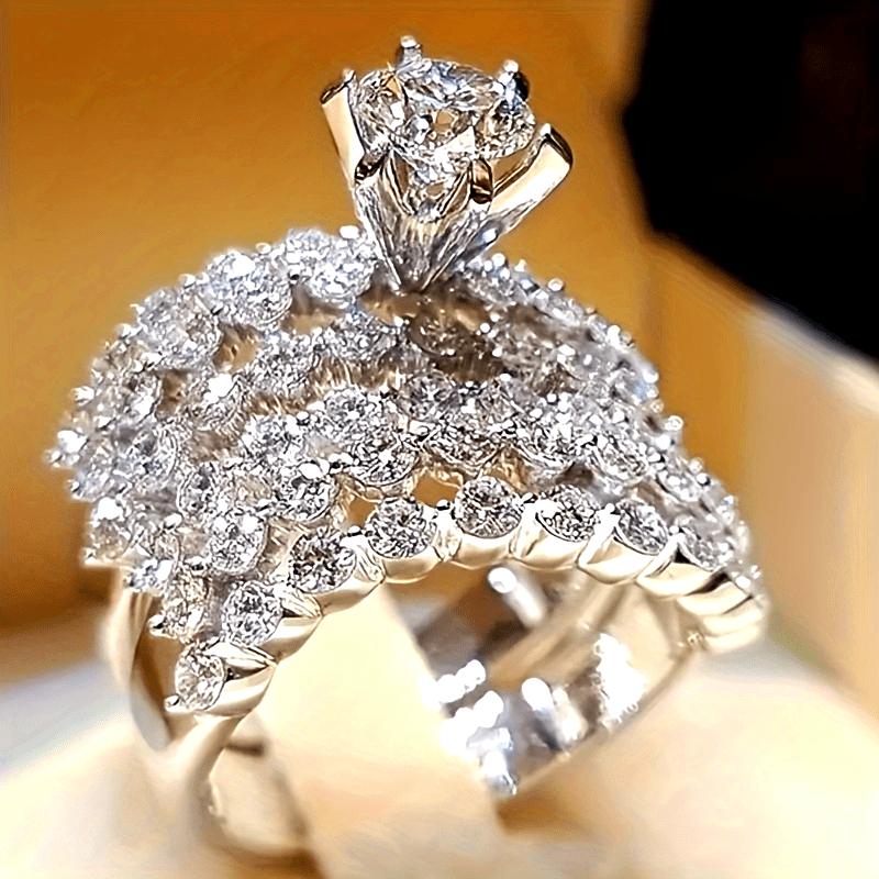 1pc Fashion Sparkling Faux Zirconia Ring for Women, Elegant Daily Wear Jewelry, Ideal Gift for Family and Friends, Boyfriend/Girlfriend on Birthday or