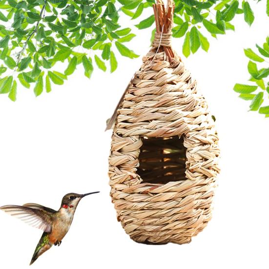 2 шт. наружный подвесной домик для птиц-колибри из натуральной травы, хижина для открытого сада, ручная работа